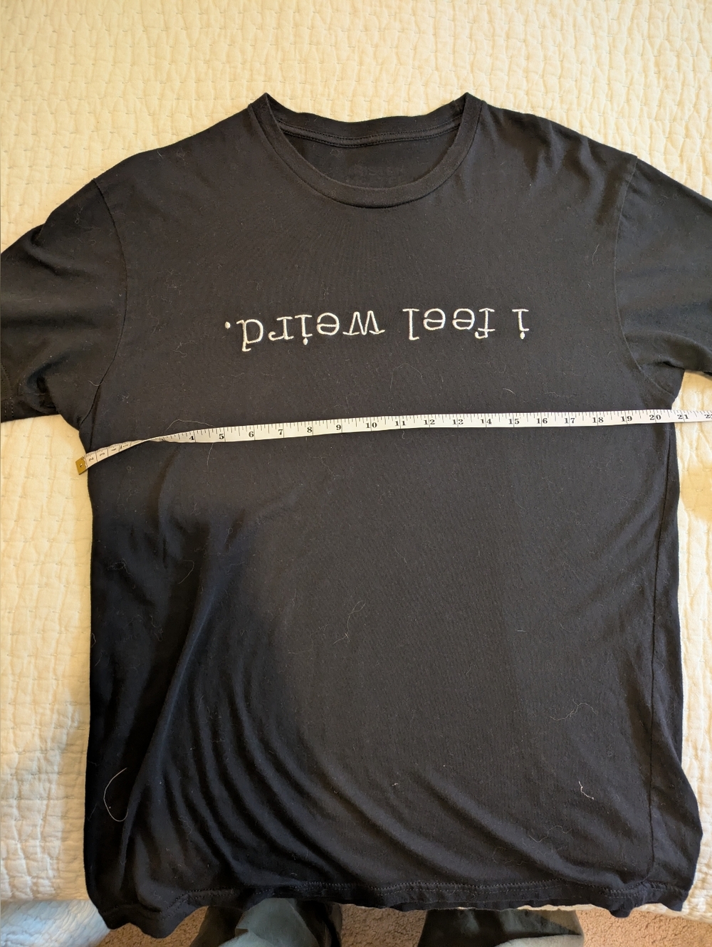 Black Graphic T Shirt- "I Feel Weird" (Upside Down)- M/L - Picture 2 of 2